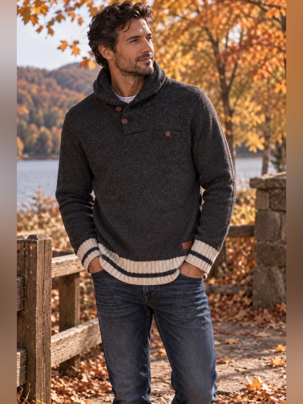 Roots Men’s Cabin Shawl Collar Wool Sweater